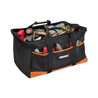 Large Zippered Tool Tote with Interior and Exterior Pockets