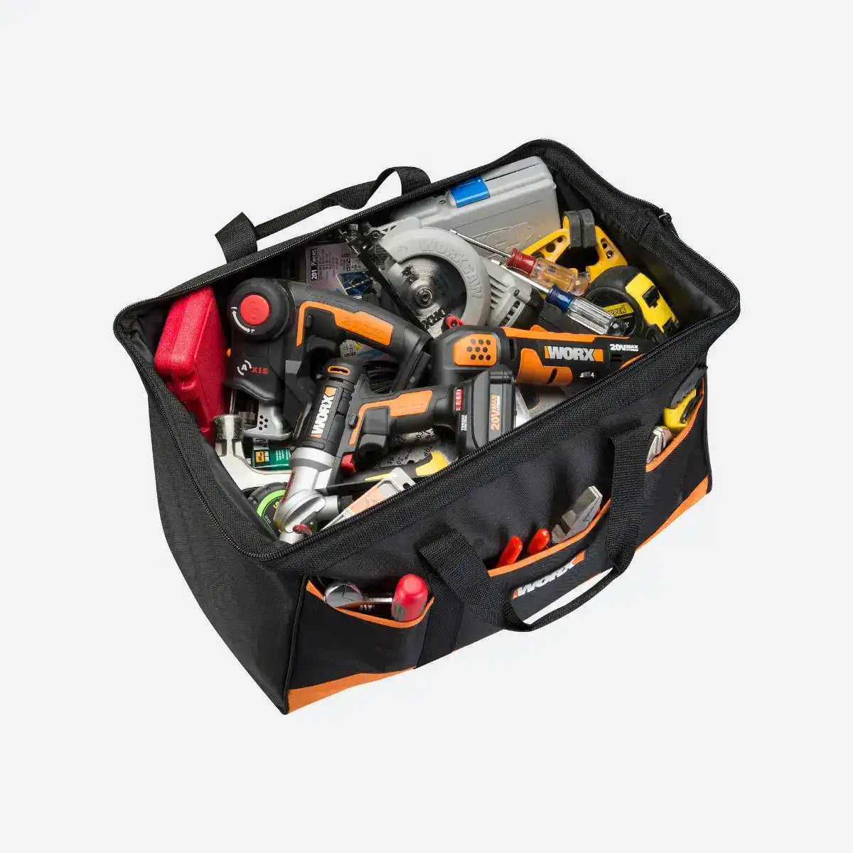 Large Zippered Tool Tote with Interior and Exterior Pockets