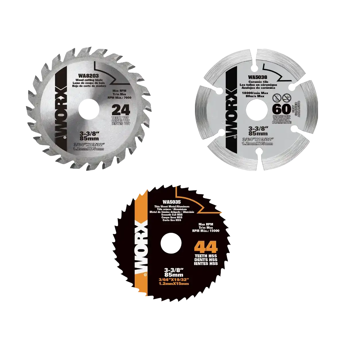 VersaCut 3pc Variety cutting Blade Set